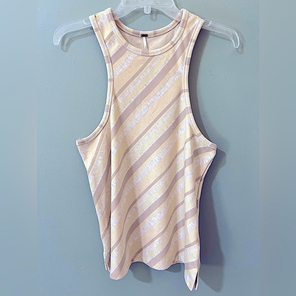 NWOT Free People Sidelines Tank Top Shirt Ivory Combo Racerback L Large - Picture 1 of 6